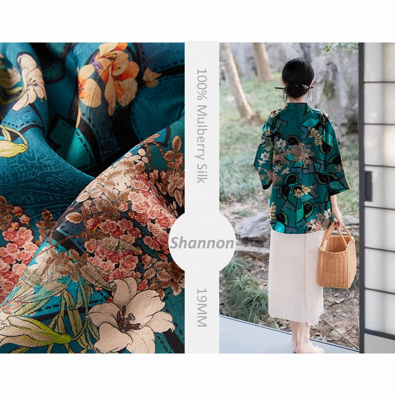 Mesra alam 100% sutera mulberi 19MM Jacquard Kain Sutera Chinoiserie