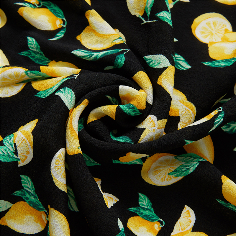 Lemon digital print crepe 53% viscose 47% rayon poplin fabrik eksotik Hawaii