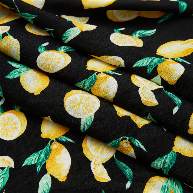 Lemon digital print crepe 53% viscose 47% rayon poplin fabrik eksotik Hawaii